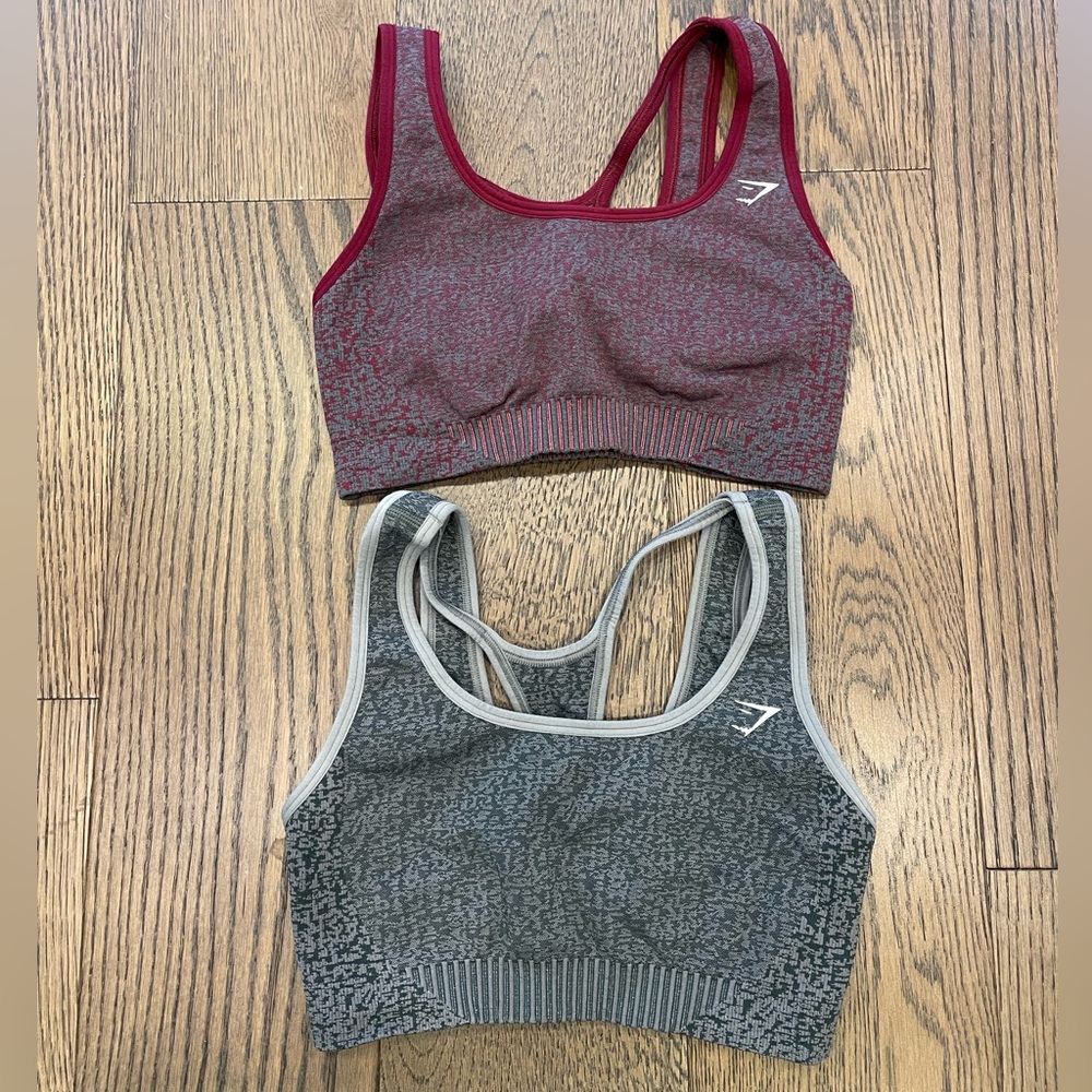 Lot of 2 Gymshark Sports Bras Sz S Small EUC Marl Seamless